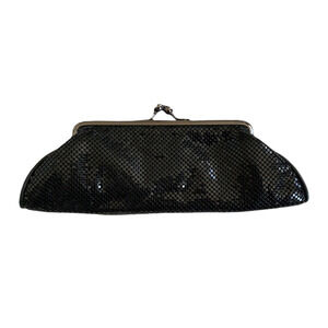 whiting & davis mesh leather bag black convertible purse chain strap clutch